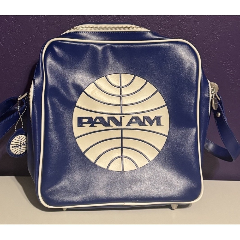 PAN AM Stewardess Flight Bag Luggage Carry On Blue Vintage Style Travel Rare
